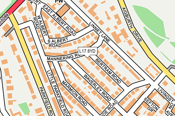 L17 8YD map - OS OpenMap – Local (Ordnance Survey)