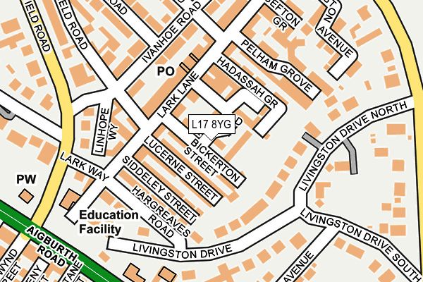 L17 8YG map - OS OpenMap – Local (Ordnance Survey)