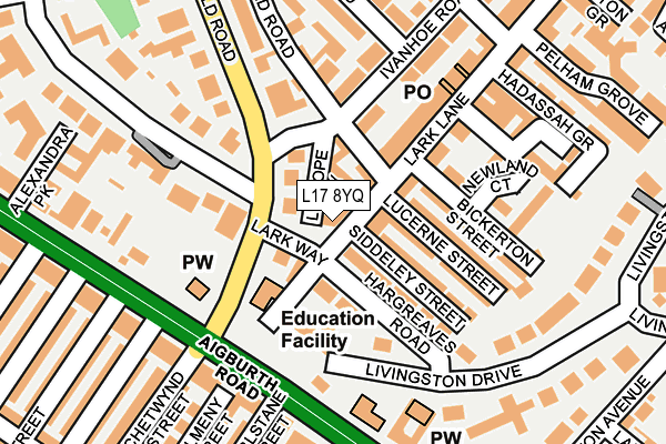 L17 8YQ map - OS OpenMap – Local (Ordnance Survey)