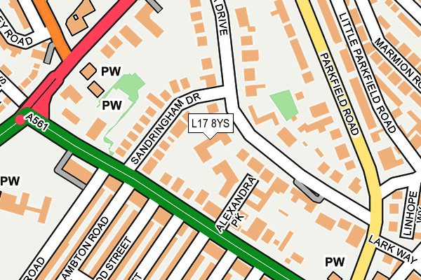 L17 8YS map - OS OpenMap – Local (Ordnance Survey)