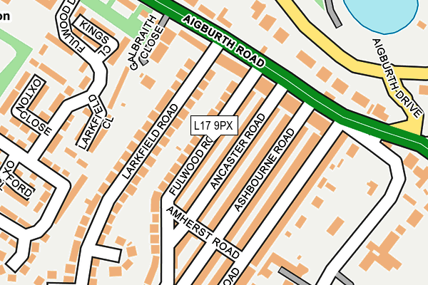 L17 9PX map - OS OpenMap – Local (Ordnance Survey)