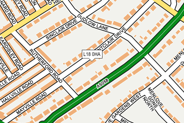 L18 0HA map - OS OpenMap – Local (Ordnance Survey)