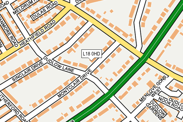 L18 0HD map - OS OpenMap – Local (Ordnance Survey)