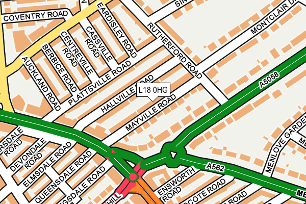 L18 0HG map - OS OpenMap – Local (Ordnance Survey)