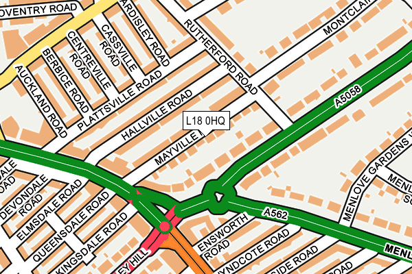 L18 0HQ map - OS OpenMap – Local (Ordnance Survey)