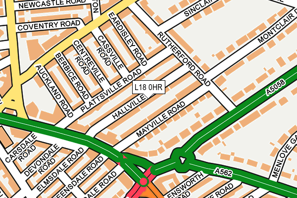 L18 0HR map - OS OpenMap – Local (Ordnance Survey)