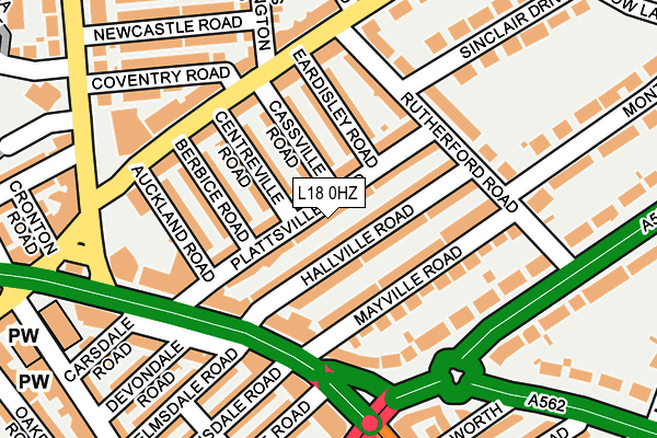 L18 0HZ map - OS OpenMap – Local (Ordnance Survey)