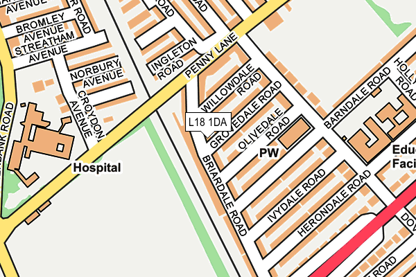 L18 1DA map - OS OpenMap – Local (Ordnance Survey)