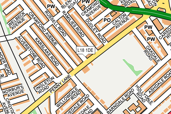 L18 1DE map - OS OpenMap – Local (Ordnance Survey)