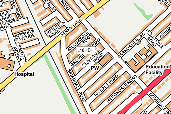 L18 1DH map - OS OpenMap – Local (Ordnance Survey)