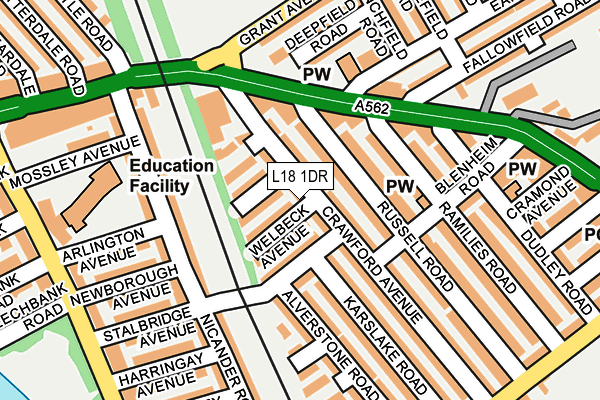 L18 1DR map - OS OpenMap – Local (Ordnance Survey)