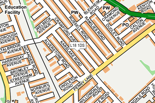 L18 1DS map - OS OpenMap – Local (Ordnance Survey)
