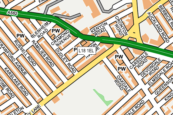 L18 1EL map - OS OpenMap – Local (Ordnance Survey)