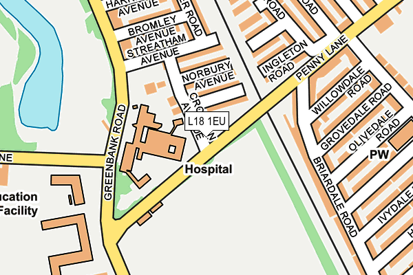 L18 1EU map - OS OpenMap – Local (Ordnance Survey)