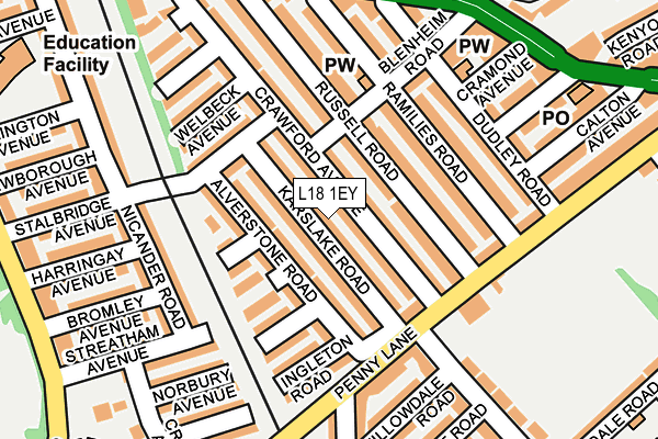 L18 1EY map - OS OpenMap – Local (Ordnance Survey)