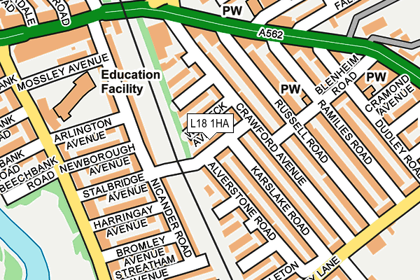 L18 1HA map - OS OpenMap – Local (Ordnance Survey)