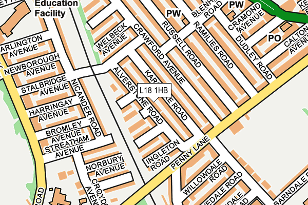 L18 1HB map - OS OpenMap – Local (Ordnance Survey)