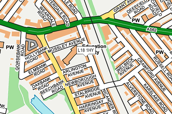 L18 1HY map - OS OpenMap – Local (Ordnance Survey)