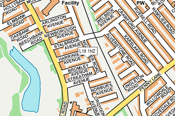 L18 1HZ map - OS OpenMap – Local (Ordnance Survey)