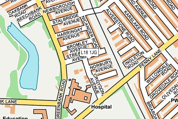 L18 1JG map - OS OpenMap – Local (Ordnance Survey)