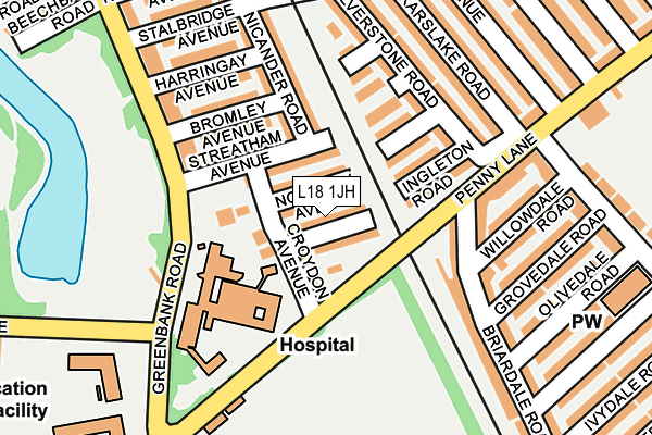 L18 1JH map - OS OpenMap – Local (Ordnance Survey)