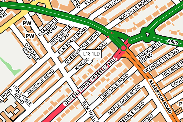 L18 1LD map - OS OpenMap – Local (Ordnance Survey)