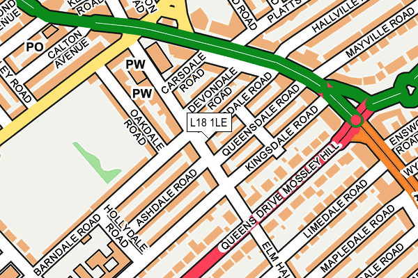 L18 1LE map - OS OpenMap – Local (Ordnance Survey)