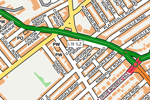 L18 1LZ map - OS OpenMap – Local (Ordnance Survey)