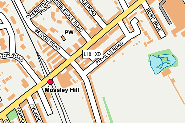 L18 1XD map - OS OpenMap – Local (Ordnance Survey)