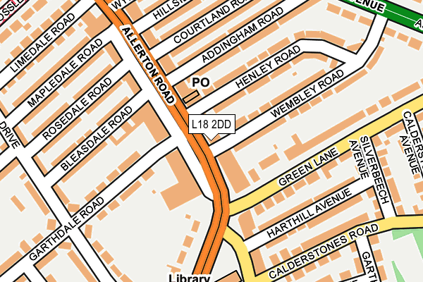 L18 2DD map - OS OpenMap – Local (Ordnance Survey)