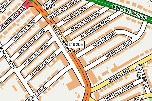 L18 2DE map - OS OpenMap – Local (Ordnance Survey)