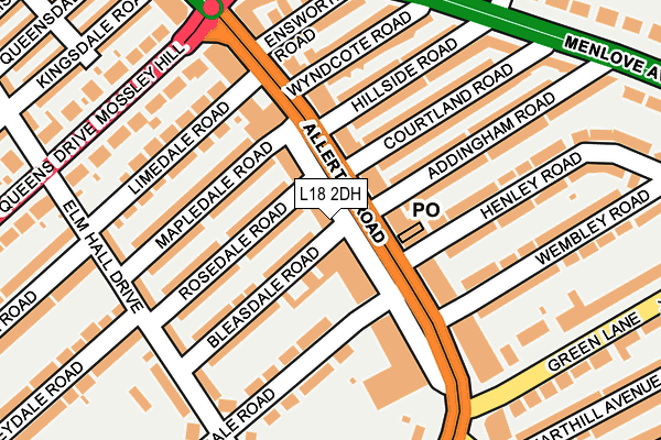 L18 2DH map - OS OpenMap – Local (Ordnance Survey)