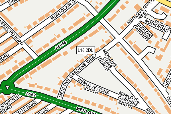 L18 2DL map - OS OpenMap – Local (Ordnance Survey)