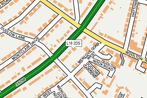 L18 2DS map - OS OpenMap – Local (Ordnance Survey)