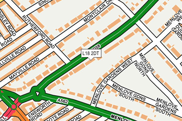 L18 2DT map - OS OpenMap – Local (Ordnance Survey)