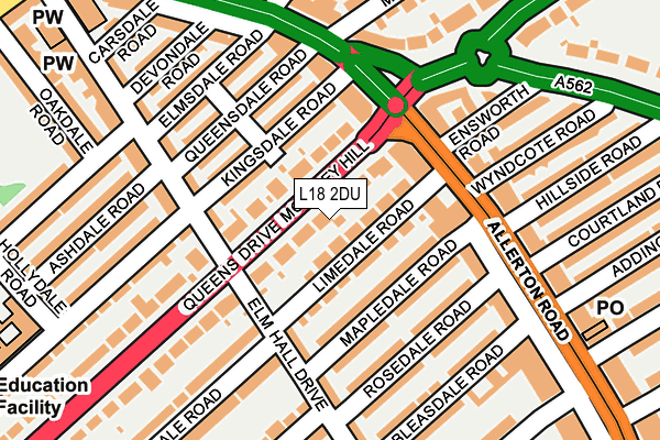L18 2DU map - OS OpenMap – Local (Ordnance Survey)