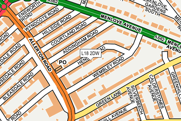 L18 2DW map - OS OpenMap – Local (Ordnance Survey)