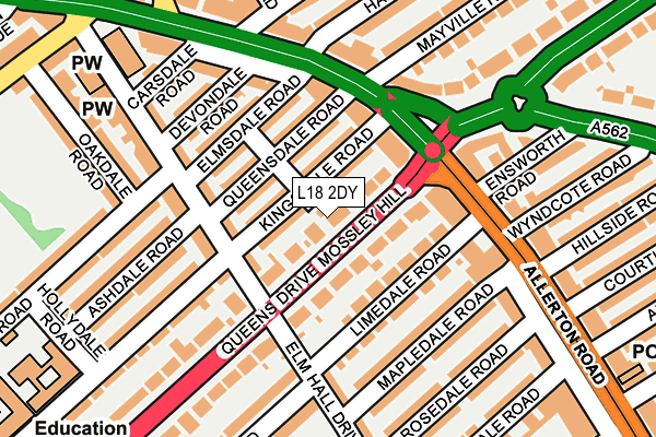 L18 2DY map - OS OpenMap – Local (Ordnance Survey)