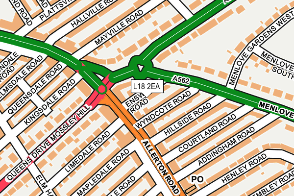 L18 2EA map - OS OpenMap – Local (Ordnance Survey)