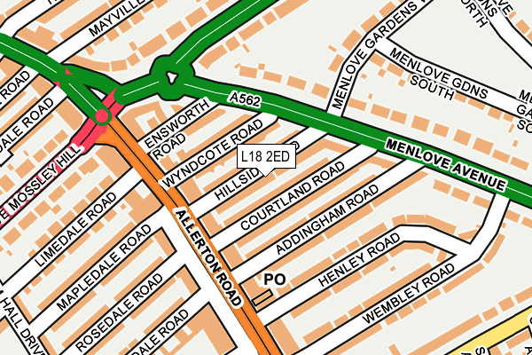 L18 2ED map - OS OpenMap – Local (Ordnance Survey)