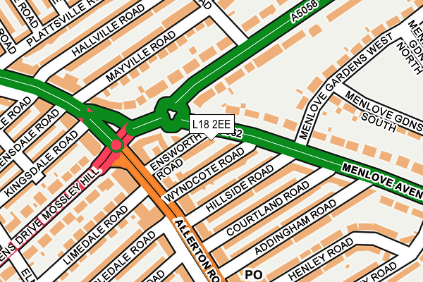 L18 2EE map - OS OpenMap – Local (Ordnance Survey)