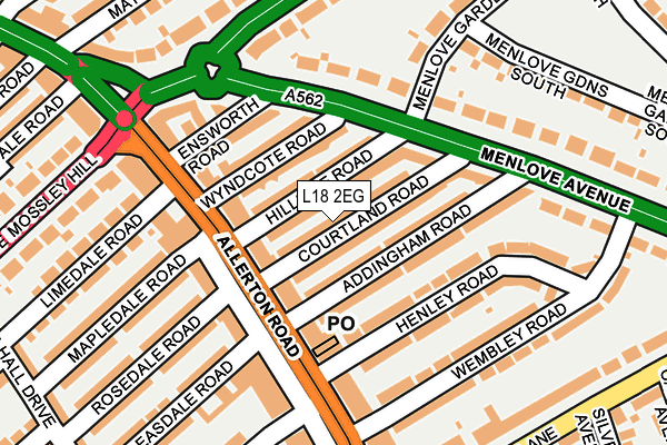 L18 2EG map - OS OpenMap – Local (Ordnance Survey)