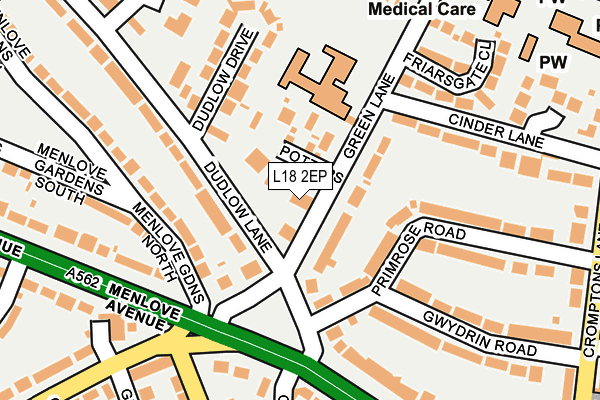 L18 2EP map - OS OpenMap – Local (Ordnance Survey)