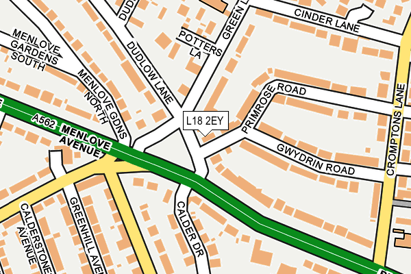 L18 2EY map - OS OpenMap – Local (Ordnance Survey)