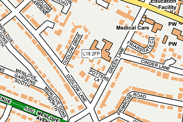 L18 2FP map - OS OpenMap – Local (Ordnance Survey)