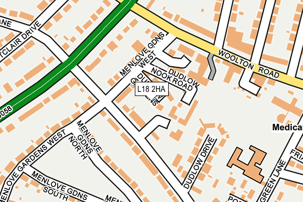 L18 2HA map - OS OpenMap – Local (Ordnance Survey)