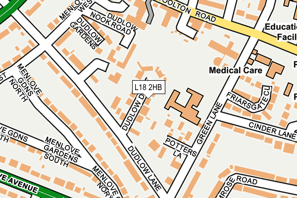 L18 2HB map - OS OpenMap – Local (Ordnance Survey)
