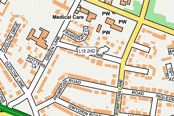 L18 2HD map - OS OpenMap – Local (Ordnance Survey)