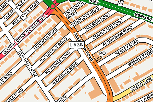 L18 2JN map - OS OpenMap – Local (Ordnance Survey)