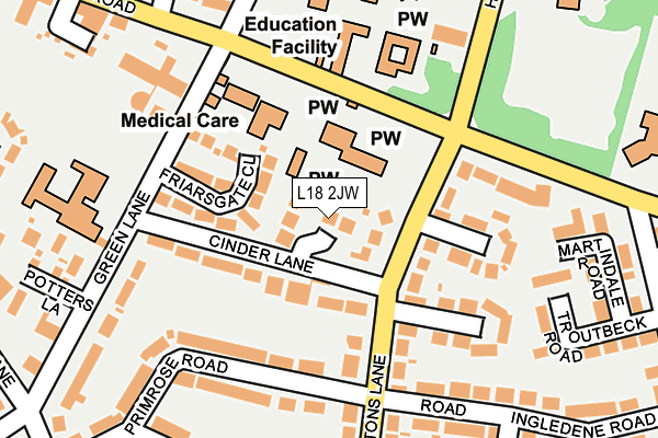 L18 2JW map - OS OpenMap – Local (Ordnance Survey)